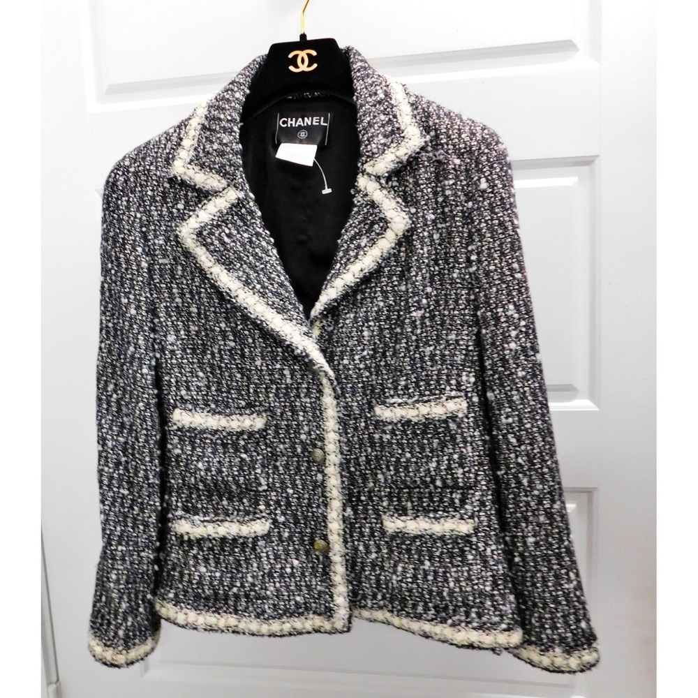 CHANEL 05A Black White Tweed Blazer Jacket M3044 P26325V16317 sz 40 US 8 - Picture 1 of 7